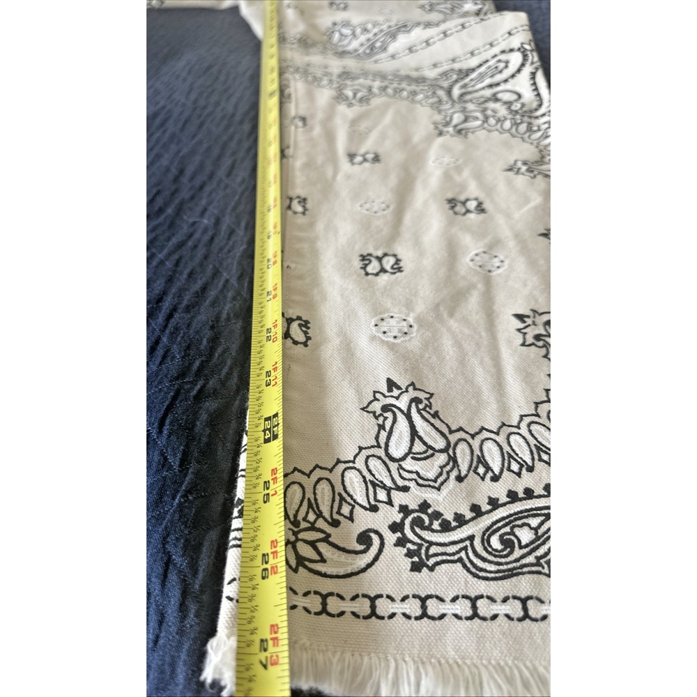 Tory Burch Size 27 Paisley Logo Raw Edge Boot Denim Pant Ivory Americana Bandana - Picture 12 of 15